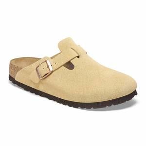 NEW BIRKENSTOCK women boston suede leather clog in cream